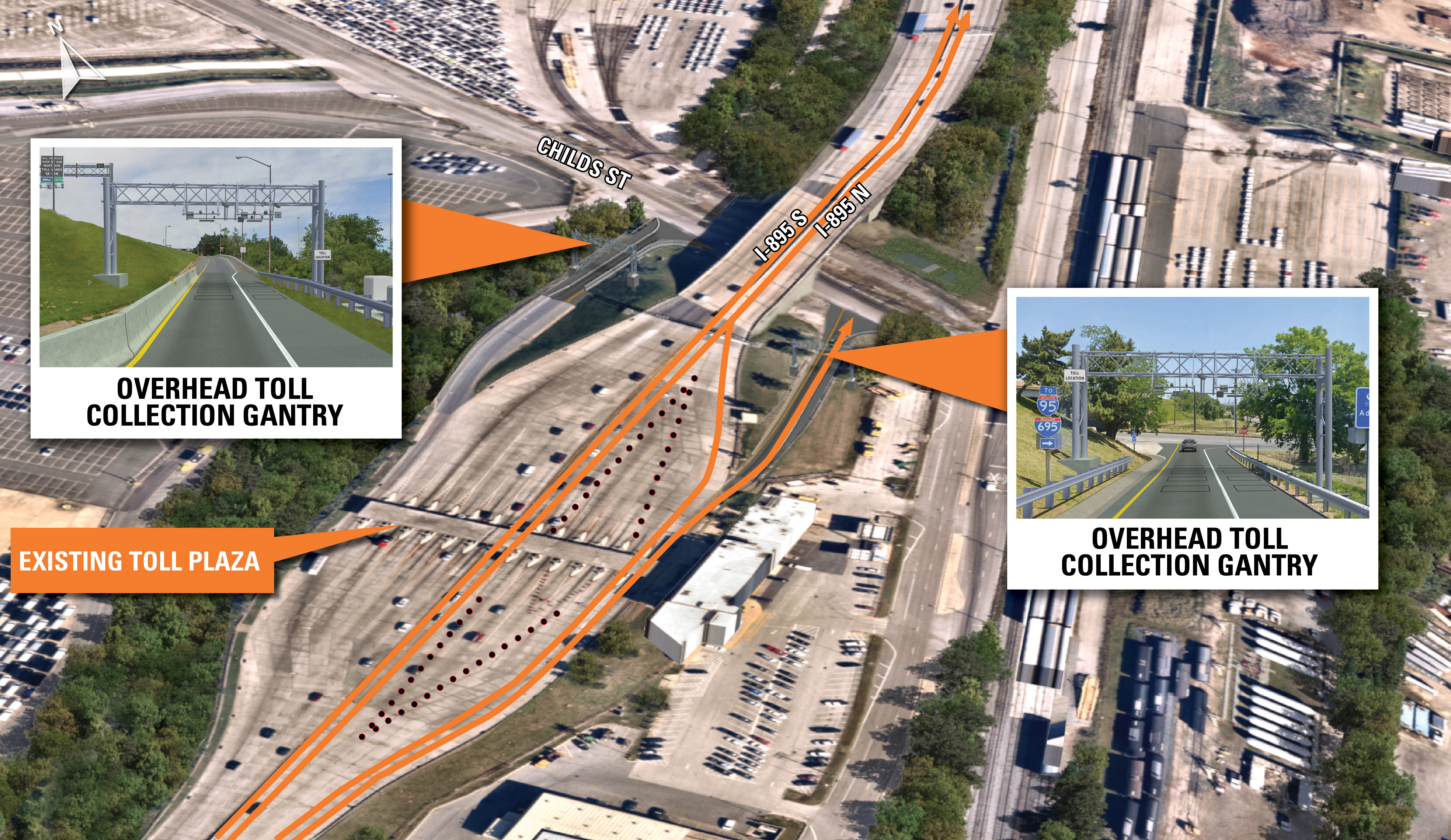 Proposed Overhead Toll Collection Gantries - Childs Street On and Off Ramps
