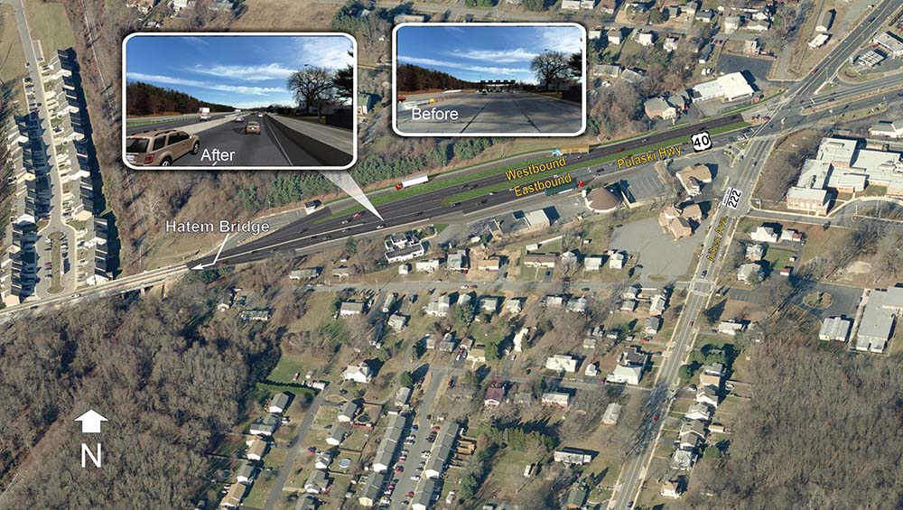 Hatem Bridge Eastbound US 40 AET Configuration at Former Toll Plaza Site