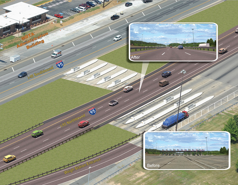 Before and after view of 1-95 Northbound at JFK.