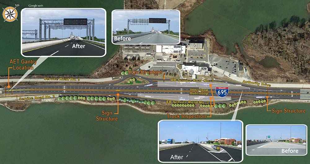 Key Bridge I-695 AET Configuration at Gantry and Former Toll Plaza Site