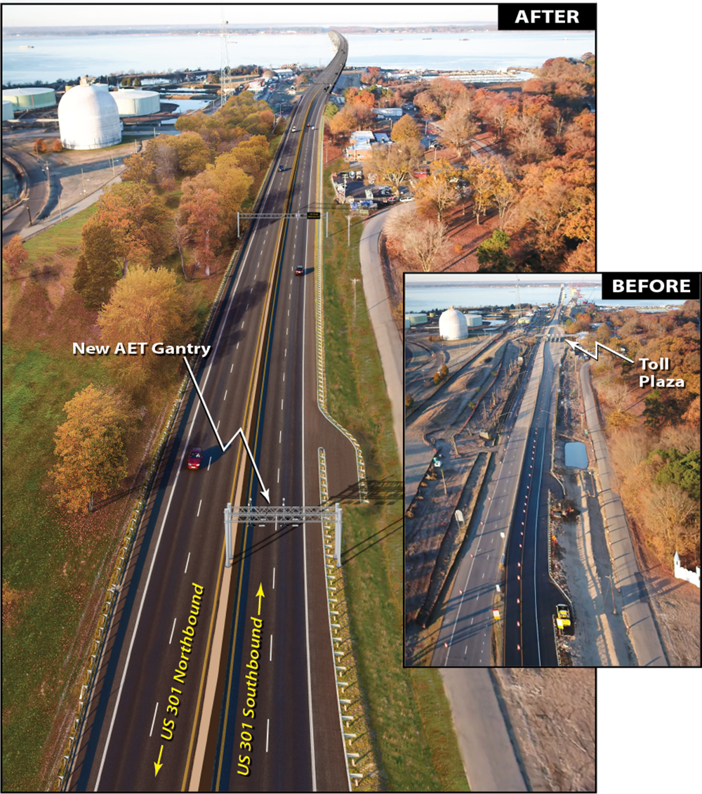 Before and after for Toll Plaza and Toll Gantry 
