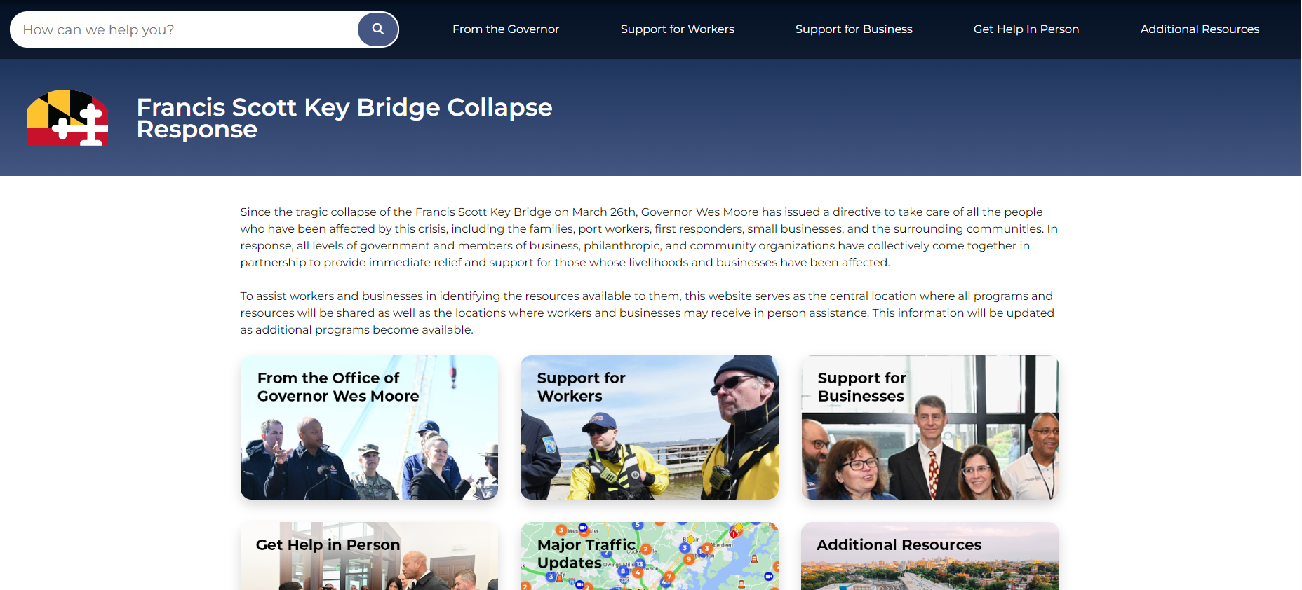 Francis Scott Key Bridge Collapse Response Website